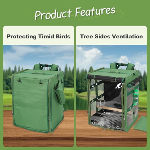Bird Carrier Travel Cage (17.5"L x 14.8"W x 23.6"H / Green)