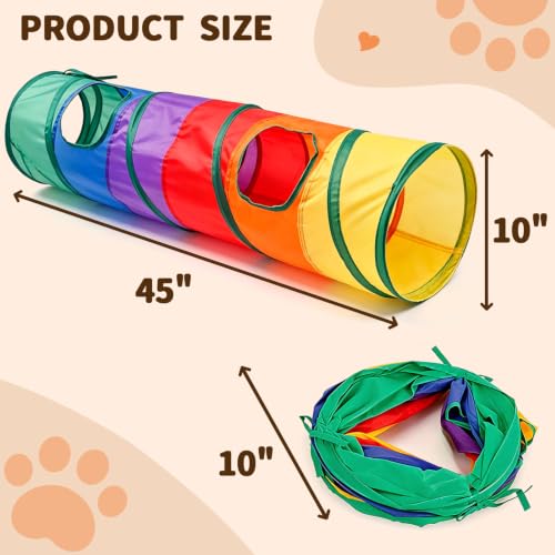 Cat Tunnel for Indoor Cats Kittens Rabbits (Rainbow / Single Tunnel)