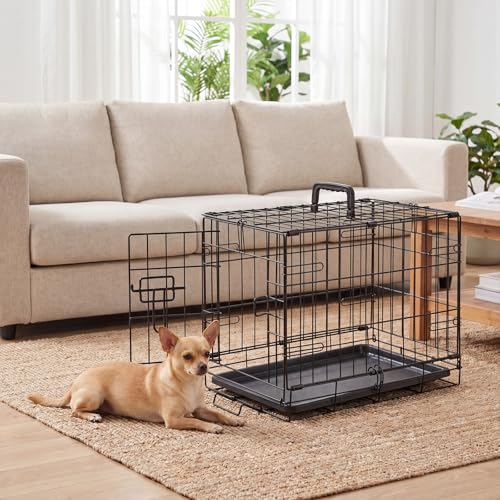 Small Dog Crate 18 Inch Foldable Single Door Dog Cage Pet Kennel (18.0"L x 12.0"W x 14.0"H)