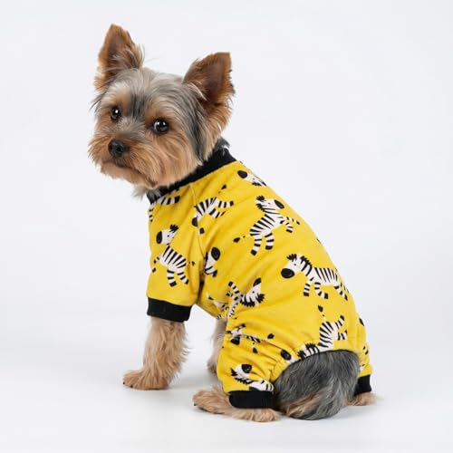 Zebra Dog Fleece Pajamas (Zebra / Large)
