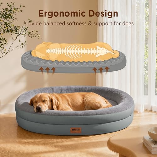 Waterproof Orthopedic Dog Bed for Extra Large Dogs (Grey / 48"L x 35"W x 7.5"Th)