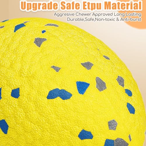 4.72" Indestructible Large Rugby Balls for Aggressive Chewers Durable Olive Bouncy Interactive Football Toy for Dogs Fetch Game Lightweight Floating Outdoor Training (Yellow-Rugby)