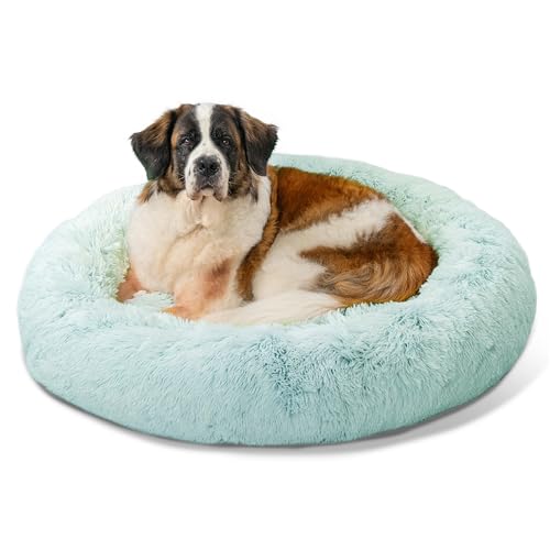 The Original Calming Donut Dog Bed for Extra (Baby Blue Shag / X-Large)
