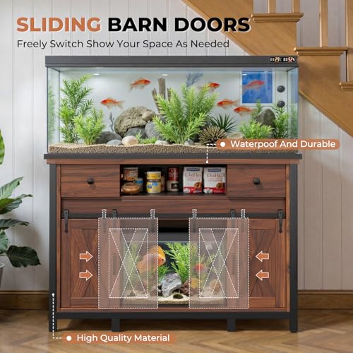 55 75 Gallon Fish Tank Stand with Power Outlet (Style2-Light Brown / 47 inch)