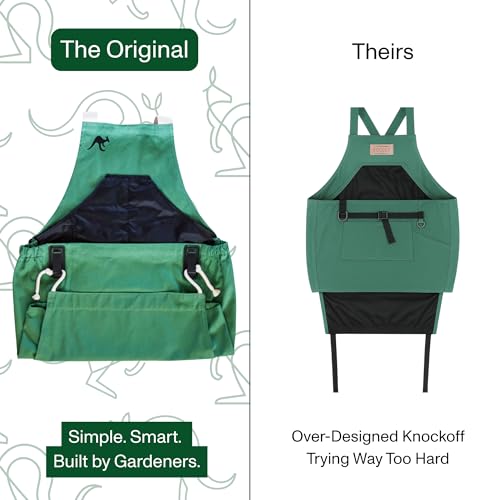 Roo Gardening Apron with Pockets for Women & Men (Roo-full Size / Leaf Green)