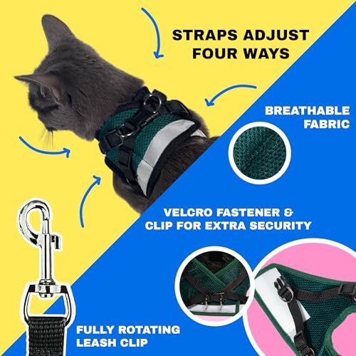 Travel Cat The Emerald Explorer Limited Edition Green Harness and Leash Set (Small / Emerald)