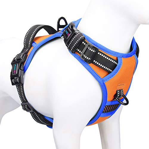 No Pull Dog Harnesses for Small Dogs Reflective Adjustable (Orange / Small)
