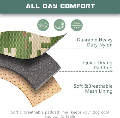 Tactical Dog Harness for Small Dogs No Pull (Forest Camo / XS(Neck:10-12", Chest:12-21"))