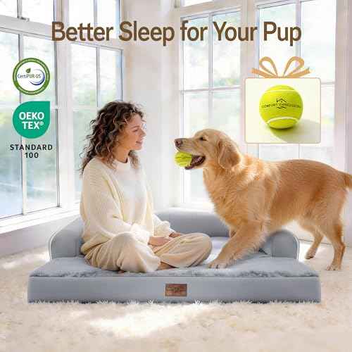 Orthopedic Waterproof Jumbo Dog Bed for Giant Dogs (Grey / 48"L x 33"W x 8"Th)