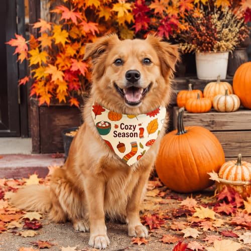 50 Pcs Fall Dog Bandanas Bulk Autumn Leaf Pumpkin Acorn Mushroom (Woodland Autumn / 25.6 x 17.7 x 17.7")