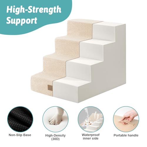 Dog Stairs for Small Dogs (Beige / 17.7x23.6x17.7 inch)