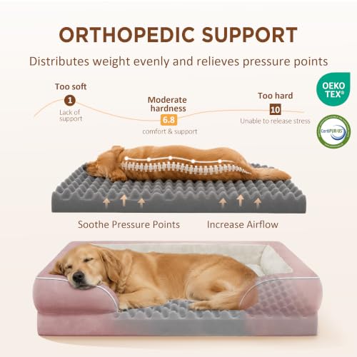 Waterproof Orthopedic Dog Beds for Extra Large Dog (45.0"L x 35.0"W x 8.5"Th / Pink)