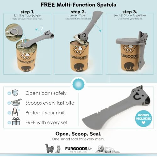 FURLIDS Grey Cat Dog Food Can Lid (Grey)