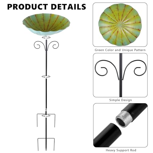 Metal Bird Baths for Outdoors (Yellow Green)