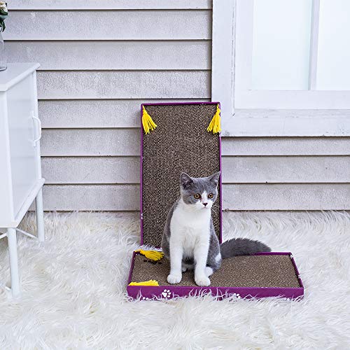 Cat Scratcher Cardboard Wide Scratching Board Reversible Corrugate Cat Scratch Pad with Box Catnip Included Large 3PCS (XL-3pack)