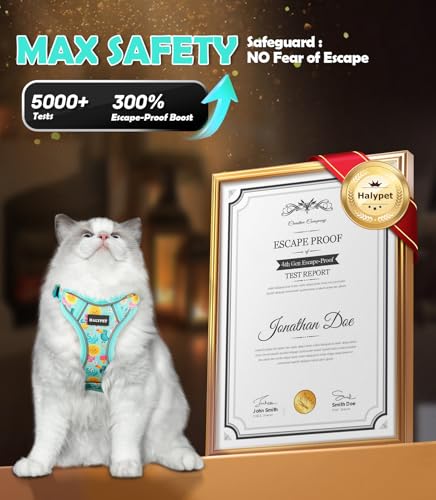Cat Harness and Leash Set[MAX Safety 4th (H603 Pro Green Tropics / Small (7-12lb))