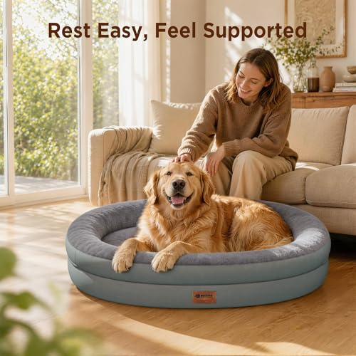 Waterproof Orthopedic Dog Bed for Medium Dogs (Grey / 35"L x 25"W x 7"Th)
