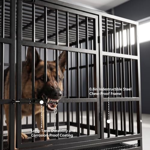48" Heavy Duty Dog Crate for Large Dogs (47.2"L x 30.7"W x 36"H / Black)