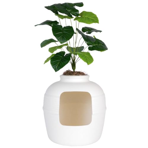 Original Hidden Litter Box Planter (Broad Leaf Philodendron / Base Kit / Soft White)