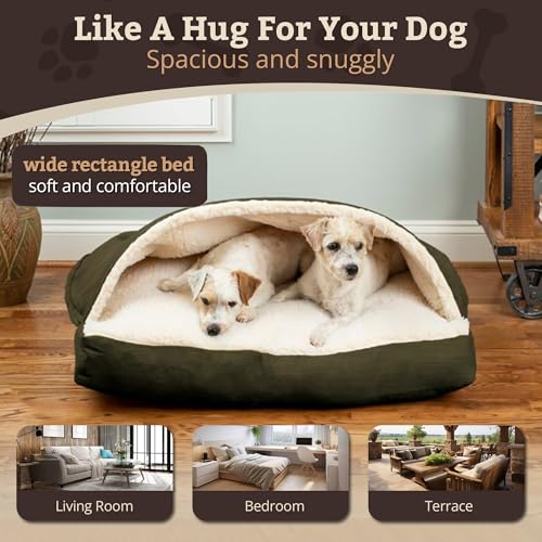 Rectangle Cozy Cave Dog Bed (Olive / Extra Large)