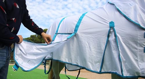Horse Fly Sheet with Removable Neck Cover & Belly Wrap (White / 81)