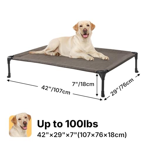 Outdoor Elevated Dog Bed Large Sized Dogs (42.0"L x 30.0"W x 7.0"Th / Brown)