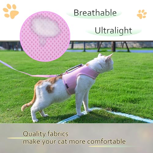 Cat Harness and Leash Set for Walking Escape Proof (Pink / Xxl 19-26 lbs)