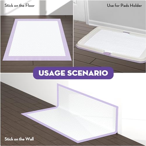 Puppy Pads with Adhesive Tabs Leak Proof Lavender Scent 28x44in 30Ct (Giant-28x44in(30Ct))