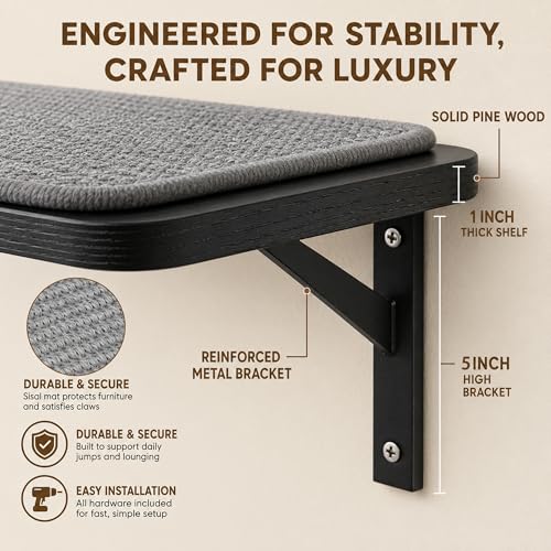 Cat Wall Shelves Set of 2 (2PCS Shelf with Gray Sisal)