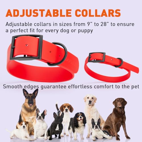 Biothane Waterproof Dog Collar Strong Coated Nylon Webbing with Black Hardware Odor (W1" x L18-22" / Cherry Red)