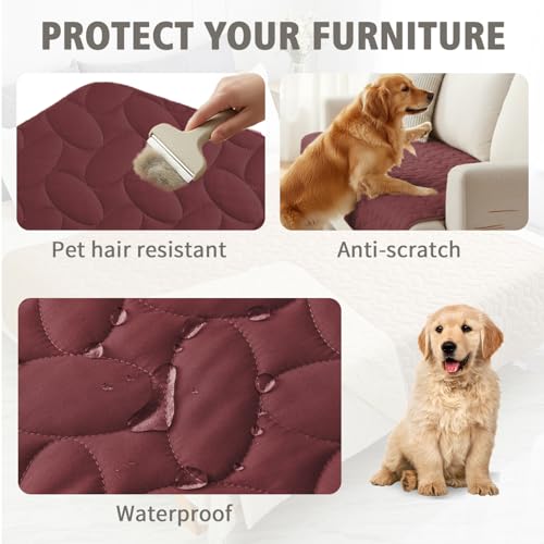 Pet Bed Cover Dog Bed Blanket for Sofa and Furniture Waterproof New Pattern Design (82x120 Inch (Pack of 1) / Burgundy)