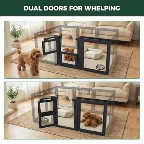 Add On Whelping Gate & Panel for AuraSpace Acrylic Indoor Dog Playpen (Black / 24"H)