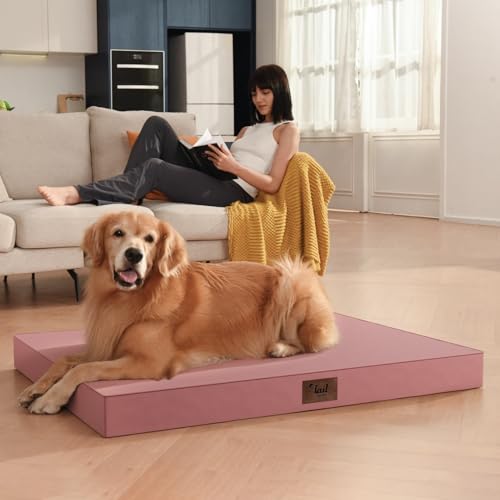 Waterproof Orthopedic Dog Crate Bed for Small Dogs & Cats (Pink / 23.0"L x 17.0"W x 2.5"Th)