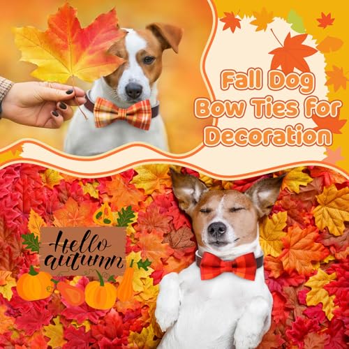 50 Pcs Fall Dog Bow Ties Bulk (Fall Plaid)