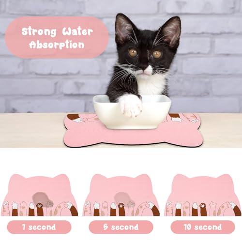 Cat Food Mats for Floor (Pink / 23.6"L x 13.7"W)