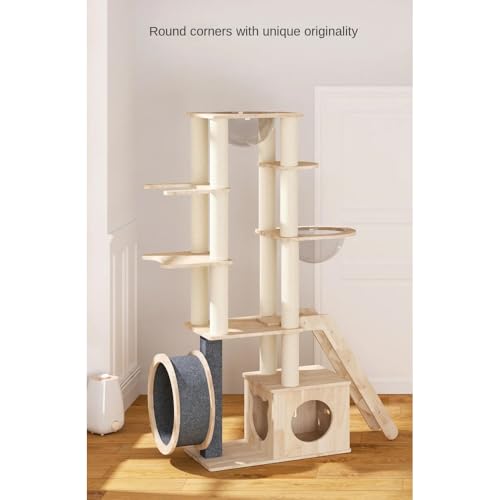 Large Cat Tree Tower Solid Wood (52.36 x 70.47 x 17.72 in)