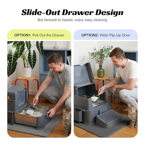 Stainless Steel Litter Box with Drawer