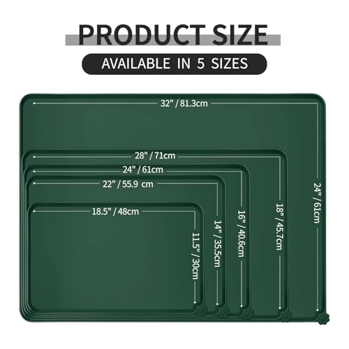 Silicone Pet Feeding Mat (Hunter Green / 28" x 18")