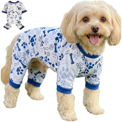 Dog Pajamas Onesie (03 Blue / XL (15-20 lb) Chest: 19.7")