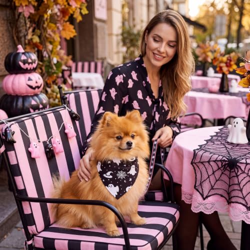 50 Pink Halloween Dog Bandana Bulk for Small Dog Lover Gift (Halloween Pink / 19.7 x 13.8 x 13.8 Inch)