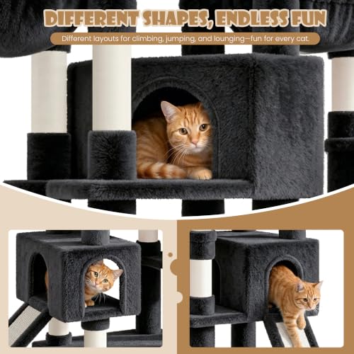 87 in Multi Level Tall Cat Tree Tower for Large Cats (Dark Grey)