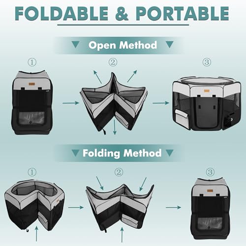 Portable Dog Playpen (X-Large / Black)