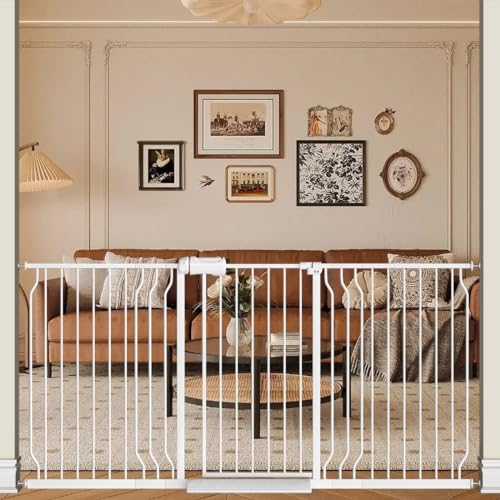 62.2 71.65 Inch Extra Wide Baby Gate for Indoor Stairs and Doorways (White / 62.2"-71.65")