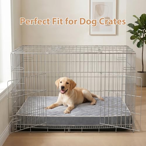 Orthopedic Waterproof XL Dog Bed for Crate Cozy Sleep (Light Grey / 41"L x 27"W x 4"Th)