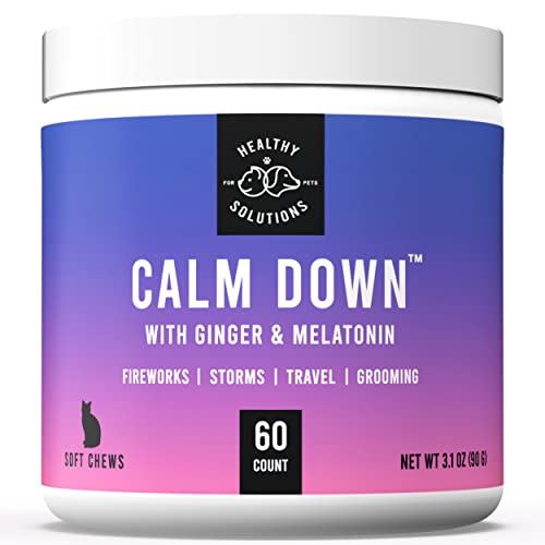 Healthy Solutions Cat Calming Treats & Anxiety Relief with Melatonin (60 Soft Chews- Cat)