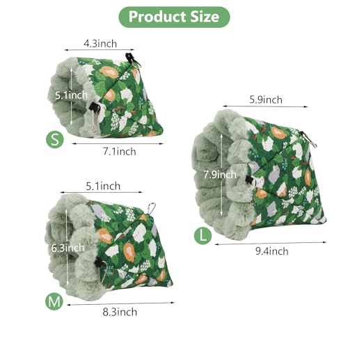 Bird Nest House Winter Warm Hanging Hammock Bird Bed Snuggle Hut for Parakeets Budgies Caique Conures Cockatiels (Large / Green)