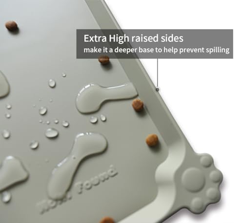 L Silicone Non Slip Pet Dog Cat Bowl Mats (22" x 14" / Cream Green)