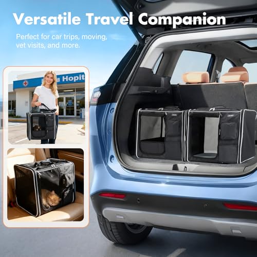 Large Cat Carrier Soft Sided (Foldable Black)