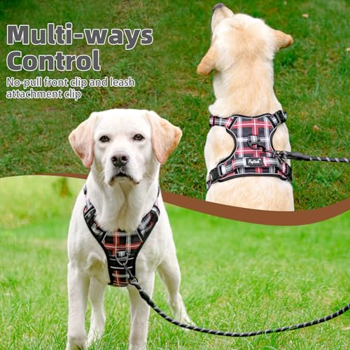 No Pull Dog Harness for Large (Black Plaid / X-Large)