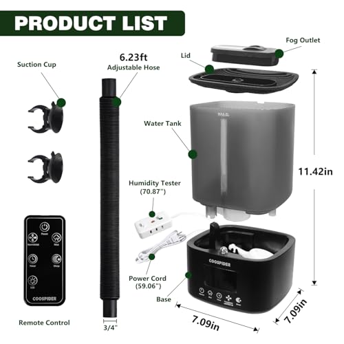 Reptile Fogger Humidifier (Black / 5L/1.32Gallon)